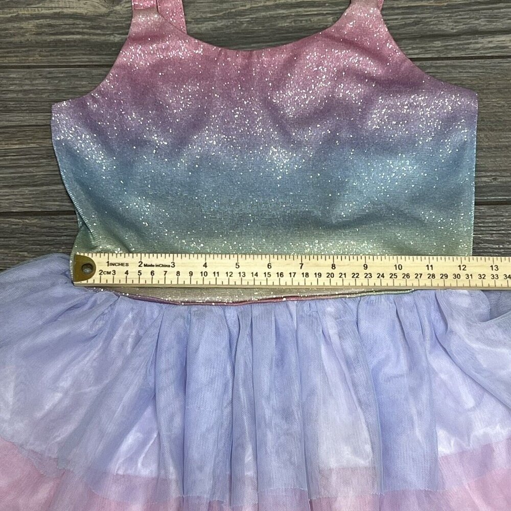 Zunie Girl’s Dress Size 10/12 Pink Ombre Sparkle Glitter Sleeveless Tiered M L - Picture 7 of 10